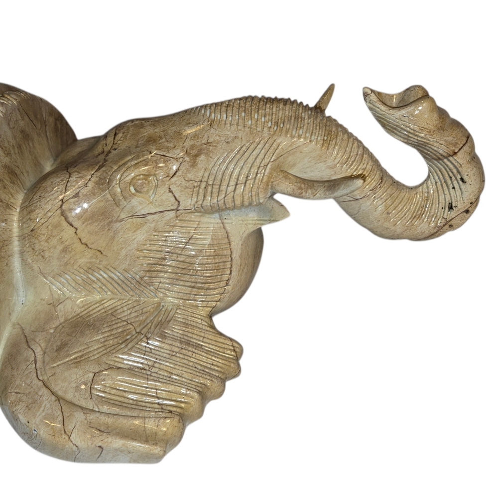 Elephant Head Resin Decorative Wall Shelf Faux Carved Old World Style Tusks NEW - Picture 6 of 9